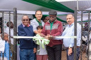 (L-R) David Magu - Board Member, Mt Kenya Regional Office Board; Madhav Bhalla - Board Member Cytonn Investments; Edward Odundo - Board Chair, Cytonn Education Services; Pankaj Tyagi - Head of Cytonn Real Estate cutting the tape to The Ridge Show houses by Cytonn Real Estate