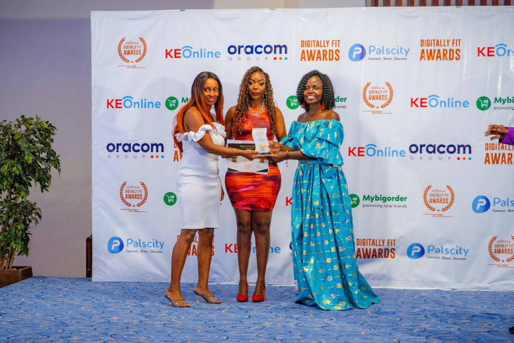 From Left, Ann Bindi, Head of Operations, Jiji Cars, Grace Gikonyo, Head of PR, Jiji Kenya and Far Right, representative of Global Digitally Fit Awards