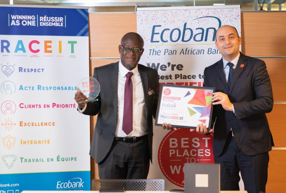 Yves Mayilamene, Group Executive, Human Resources at Ecobank, accepting the award.