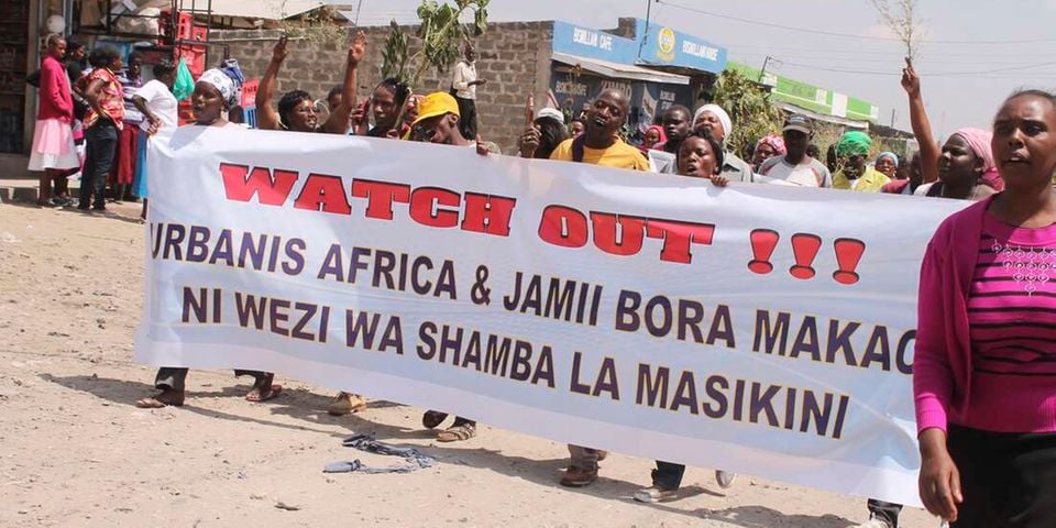 Some of the cheap house owners at Jamii Bora in Isinya hold demo saying they have been shortchanged by the charitable trust fund.