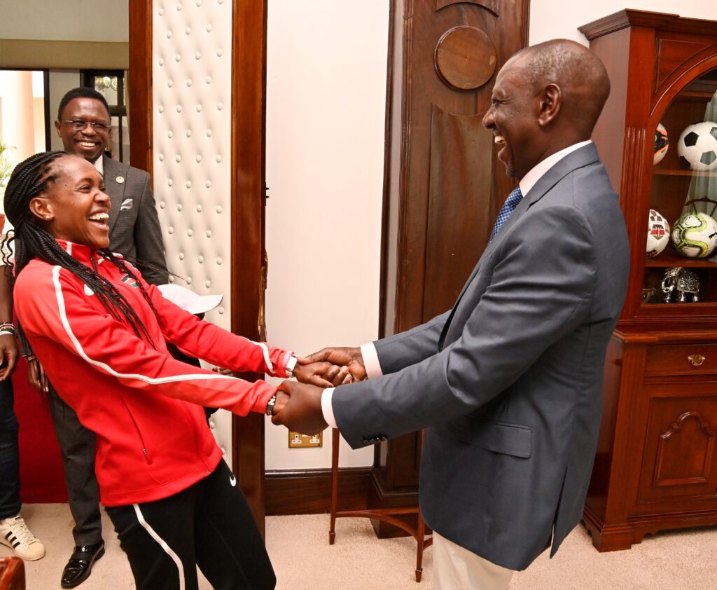 President William Ruto with Olympic Champion Faith Kipyegon