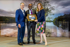 From L-R TNC Global Board Chair, Senator Bill Frist, James Mworia and TNC’s Director of North America Policy & Government Relations, Kameran Onley