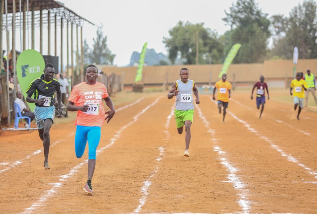 Brian Kipkemboi clinches the 200 Meters race during the inaugural KCB scholarship scouting programme for talented athletic students. KCB Foundation aims to nurture and grow the athletes' talent to become world-class athletes under its annual Scholars programme.