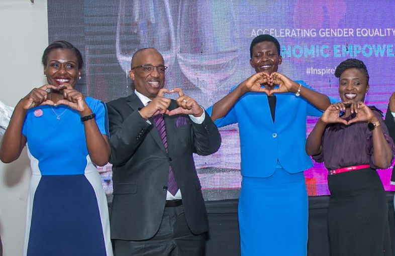 L-R: Elizabeth Okomba, deputy director of group Customer Experience at NCBA; Robert Kiboti, director of Commercial and SME Banking at NCBA Group; Hon. Sarah Malit, CEC member of the Ministry of Sports, Youth & Gender, Homabay County; and Jacquie Muhati, Deputy Marketing Director of NCBA Group, pose for a photo marking IWD at the NCBA Women in Business dinner in Homabay.
