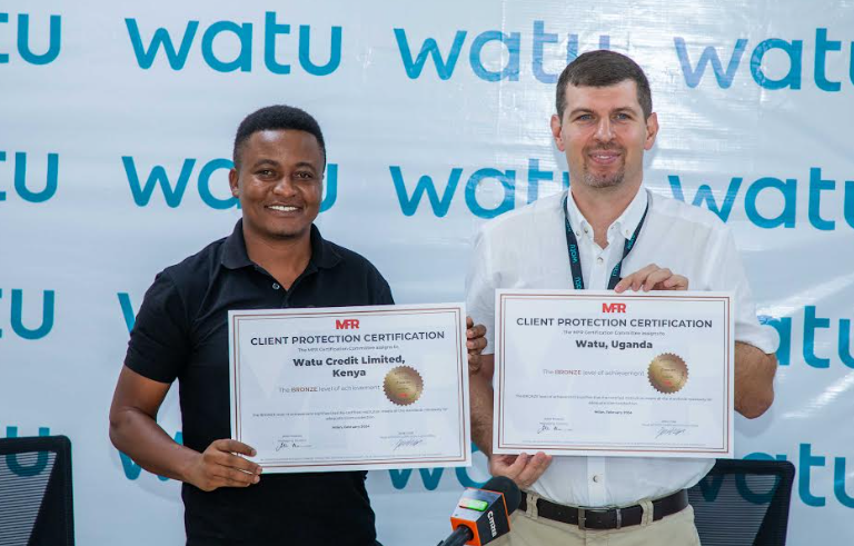 Erick Massawe, Watu Country Manager Kenya(left) and Andrii Volokha, Watu General Manger East Africa at the Watu Kenya HQ during the certification announcement.
