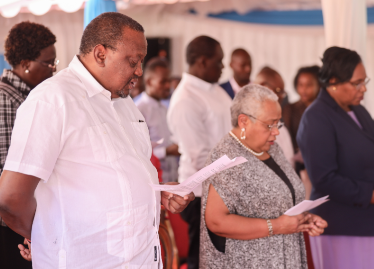 Former President Uhuru Kenyatta with Mama Ngina Kenyatta.