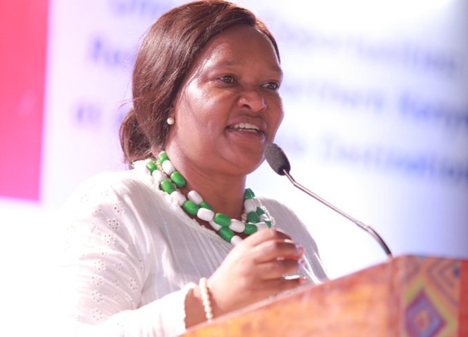 Rebecca Miano, Cabinet Secretary, Investment, Trade & Industry making keynote address at the Lamu, Tana River, Garissa, Wajir and Mandera County Investment Conference held on June 27, 2024 in Mokowe, Lamu County