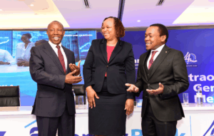 Family Bank Chair Lazarus Muema, CEO Nancy Njau, Chief Legal Officer Eric Murai