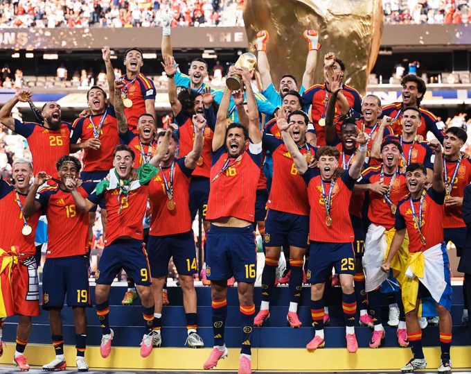 Spain National Football Team lift the 2026 FIFA World Cup Trophy